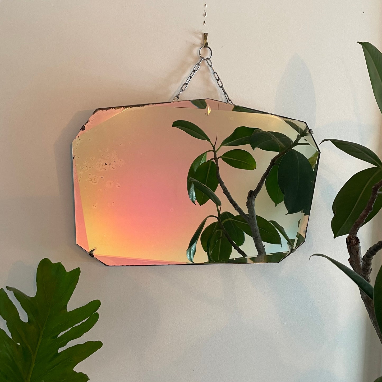 Antique beveled mirror - frameless Art deco mirror