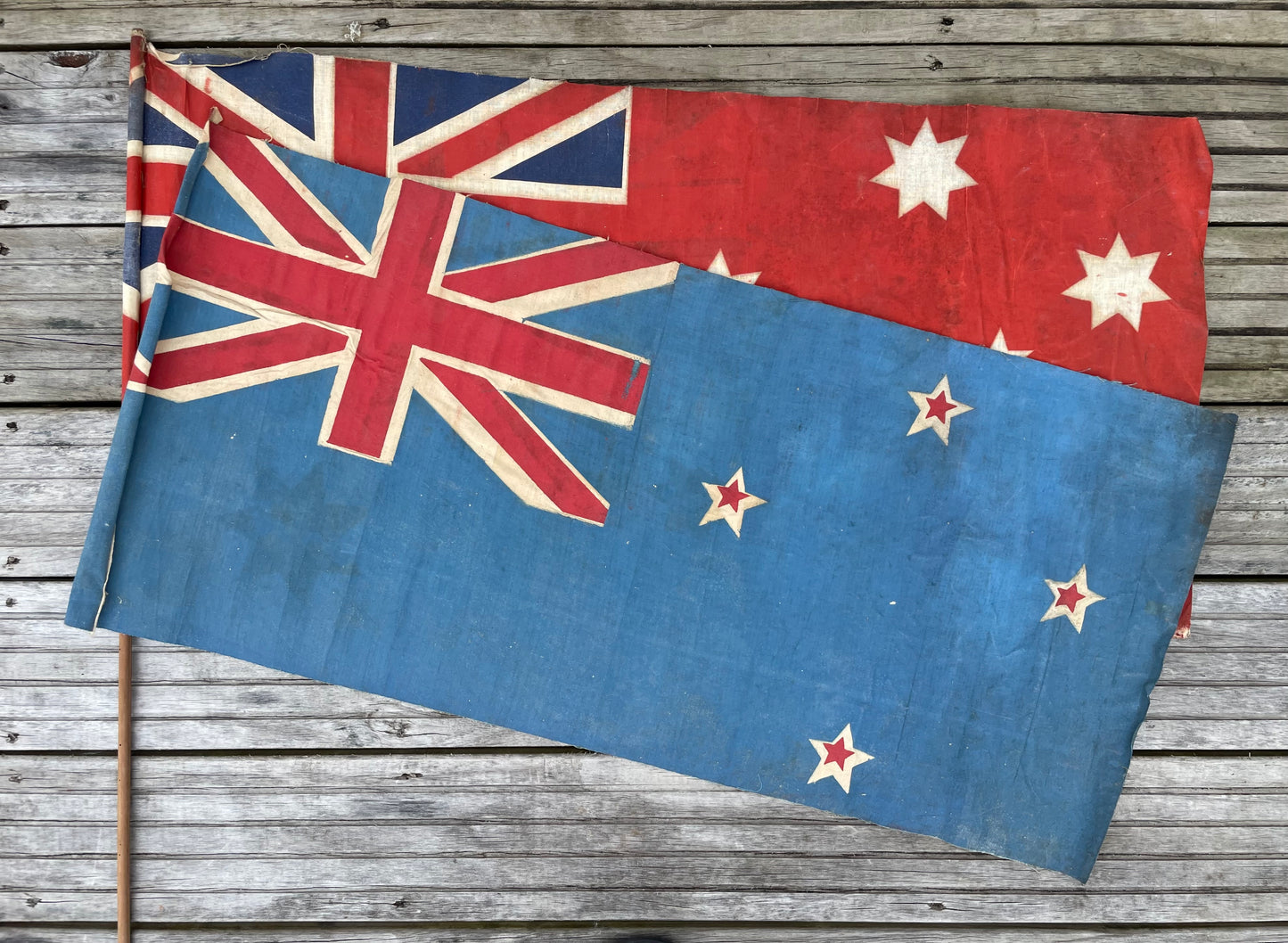 Antique painted parade flag - Australian Red Ensign Flag - vintage parade flag on pole