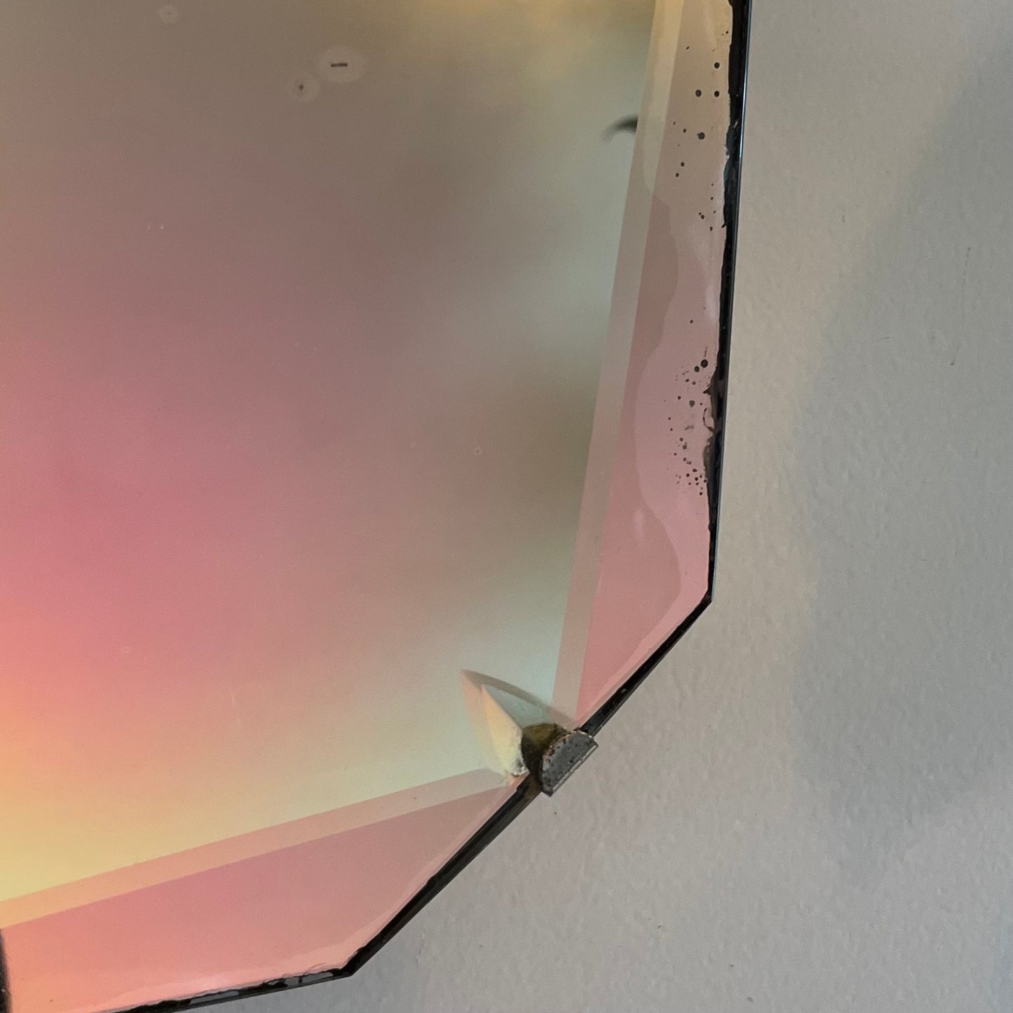 Antique beveled mirror - frameless Art deco mirror