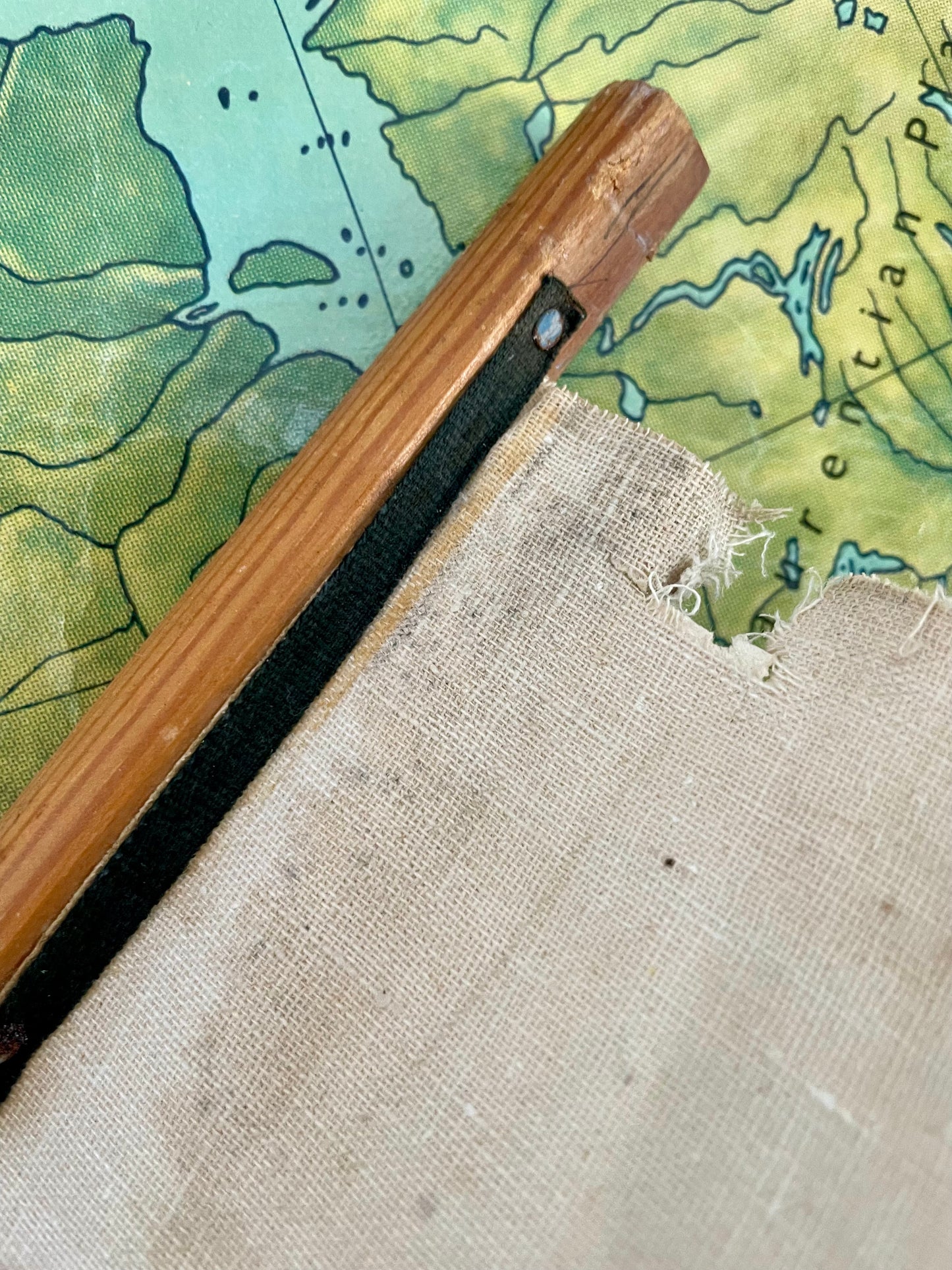 1962 large map of North America - vintage pull down canvas map of Canada USA Greenland Mexico