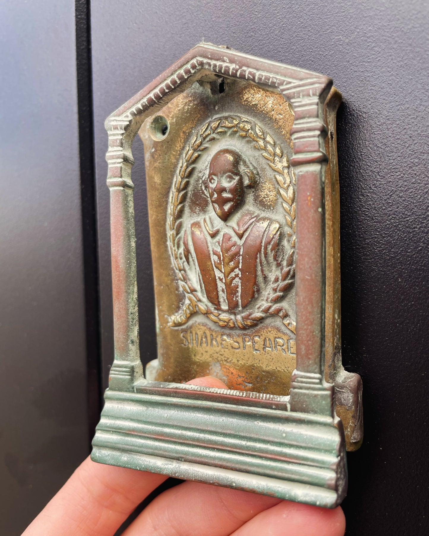 Vintage brass Shakespeare door knocker