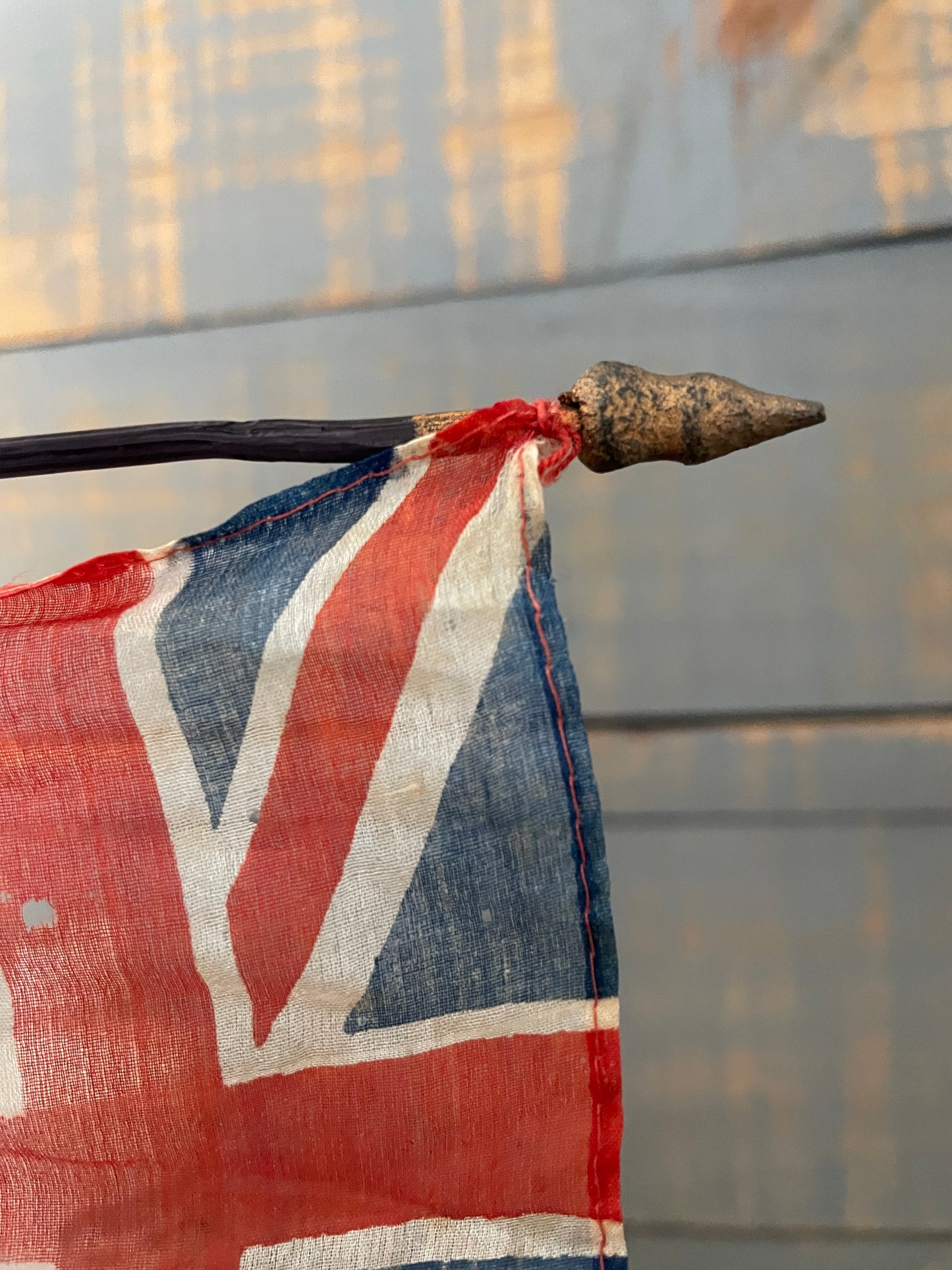 Antique silk parade flag of New Zealand, small ceremonial waving flag on stick
