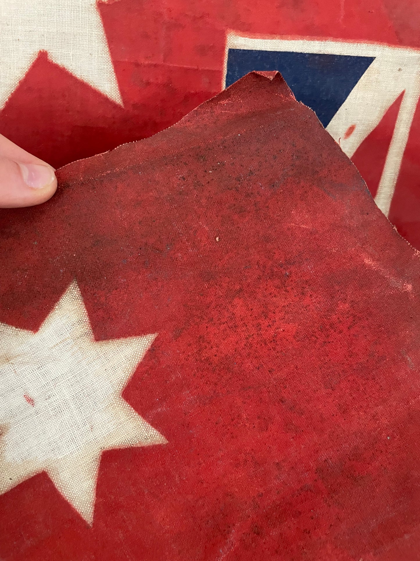 Antique painted parade flag - Australian Red Ensign Flag - vintage parade flag on pole