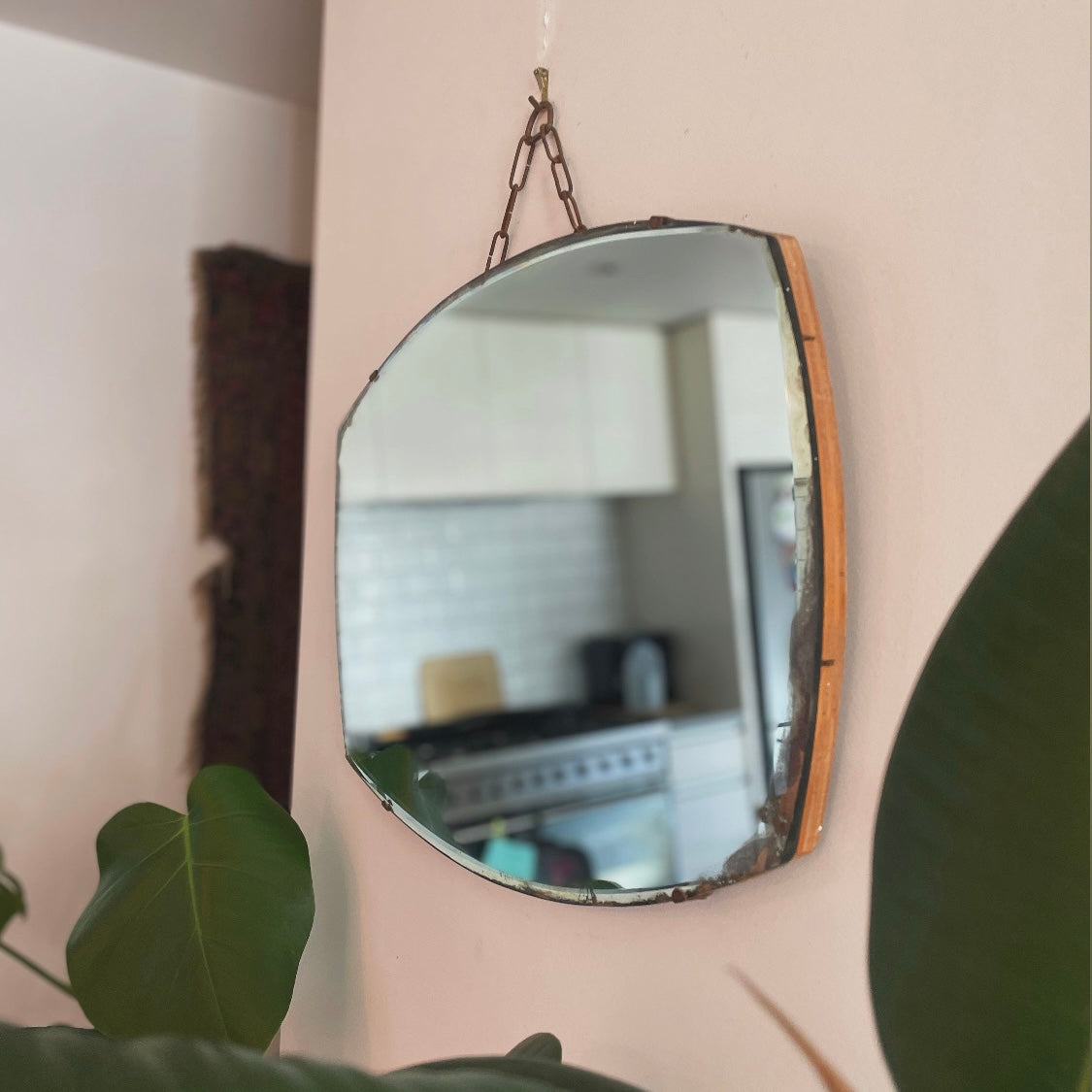 Retro mirror with beveled edges - vintage bathroom vanity mirror