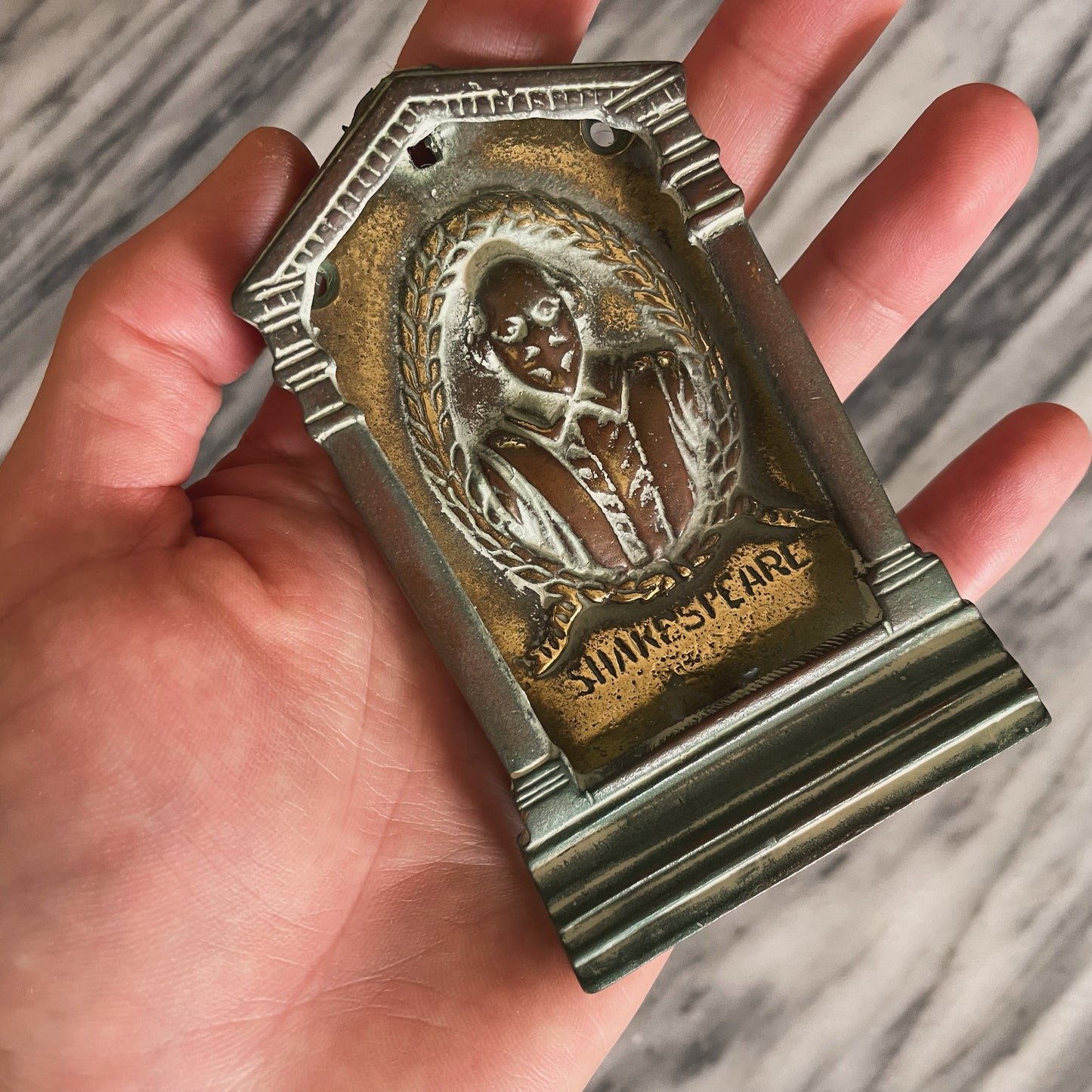 Vintage brass Shakespeare door knocker