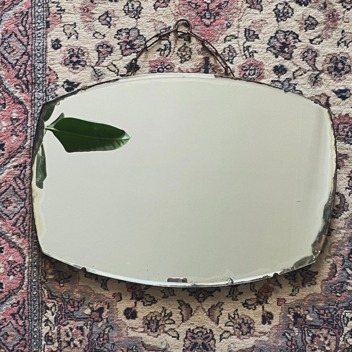 Retro mirror with beveled edges - vintage bathroom vanity mirror