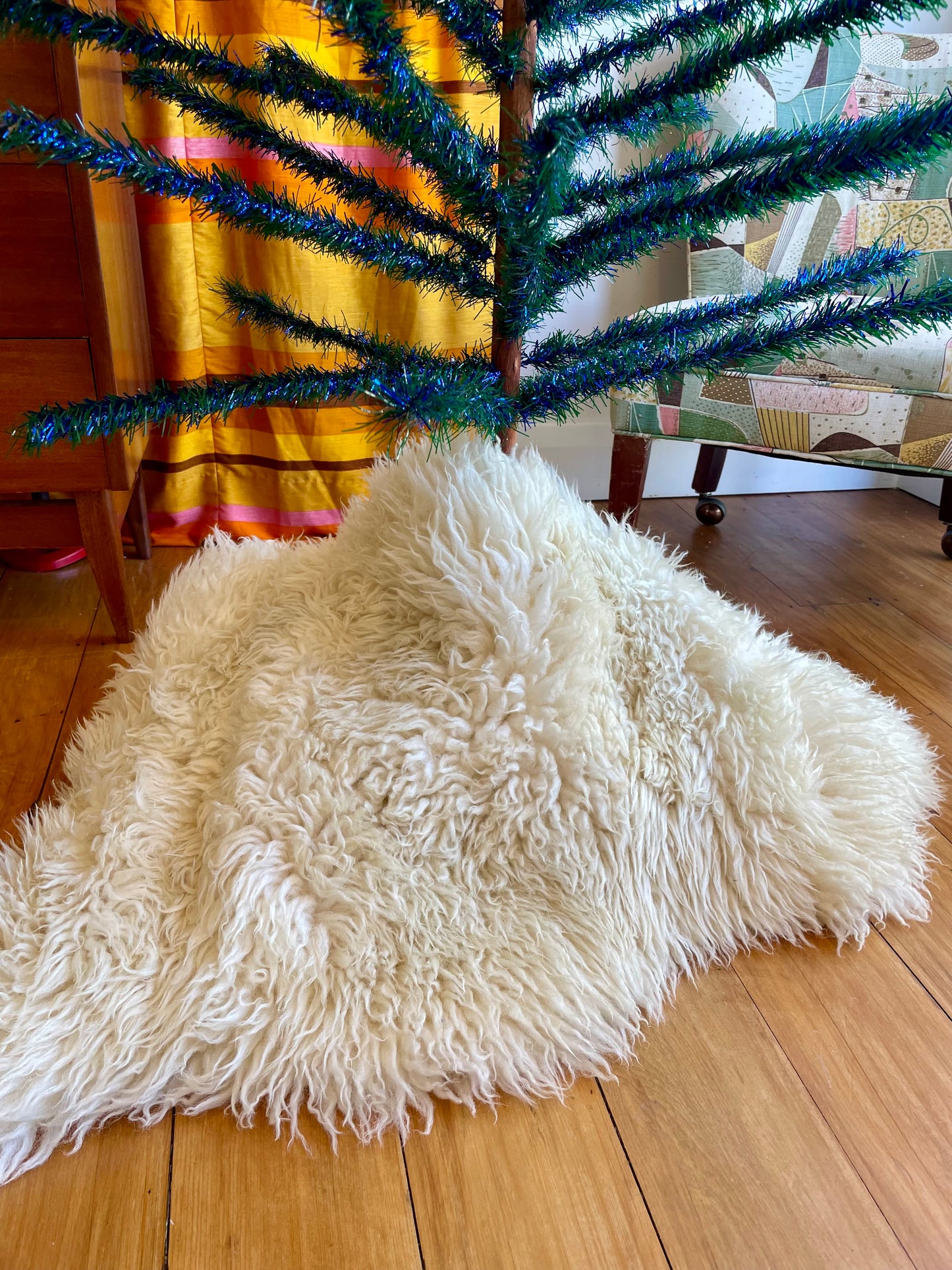 Sapphire Tree - vintage blue and green midcentury modern Christmas tree