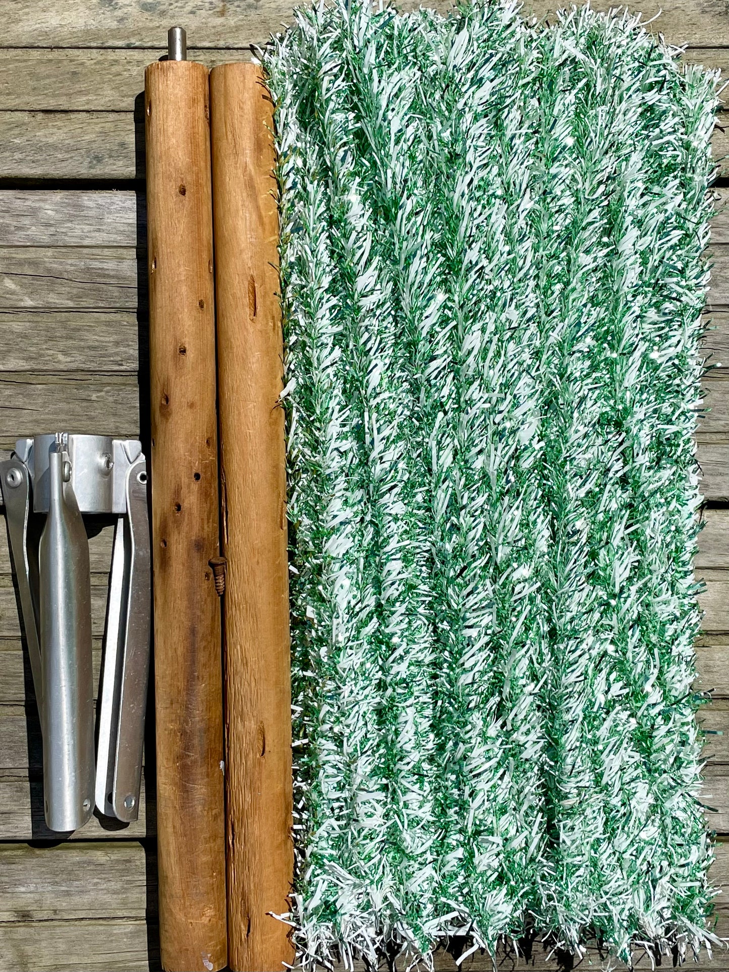 Pistachio Ice Cream - 4 foot Vintage white and green Christmas tree - midcentury modern tinsel xmas tree