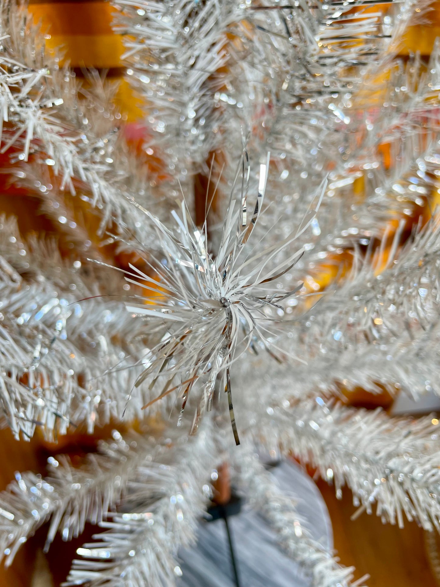 The Silver Bullet- 4 foot Vintage white and silver Christmas tree - midcentury modern stainless tinsel xmas tree