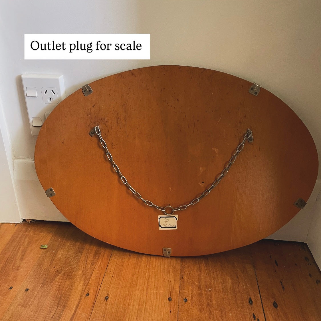 Oval antique mirror - frameless beveled 1930s art deco mirror
