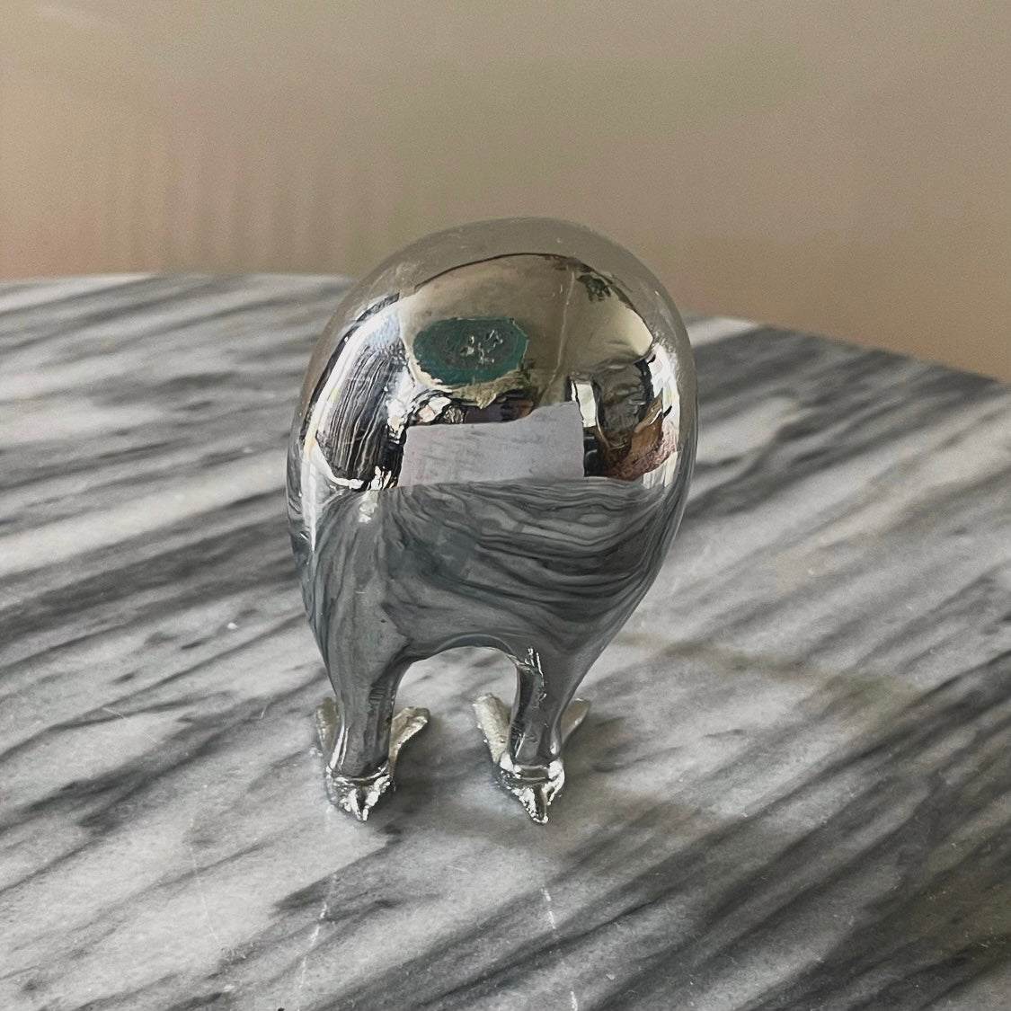 Vintage silver kiwi bird - New Zealand metal kiwi figurine / paperweight statue