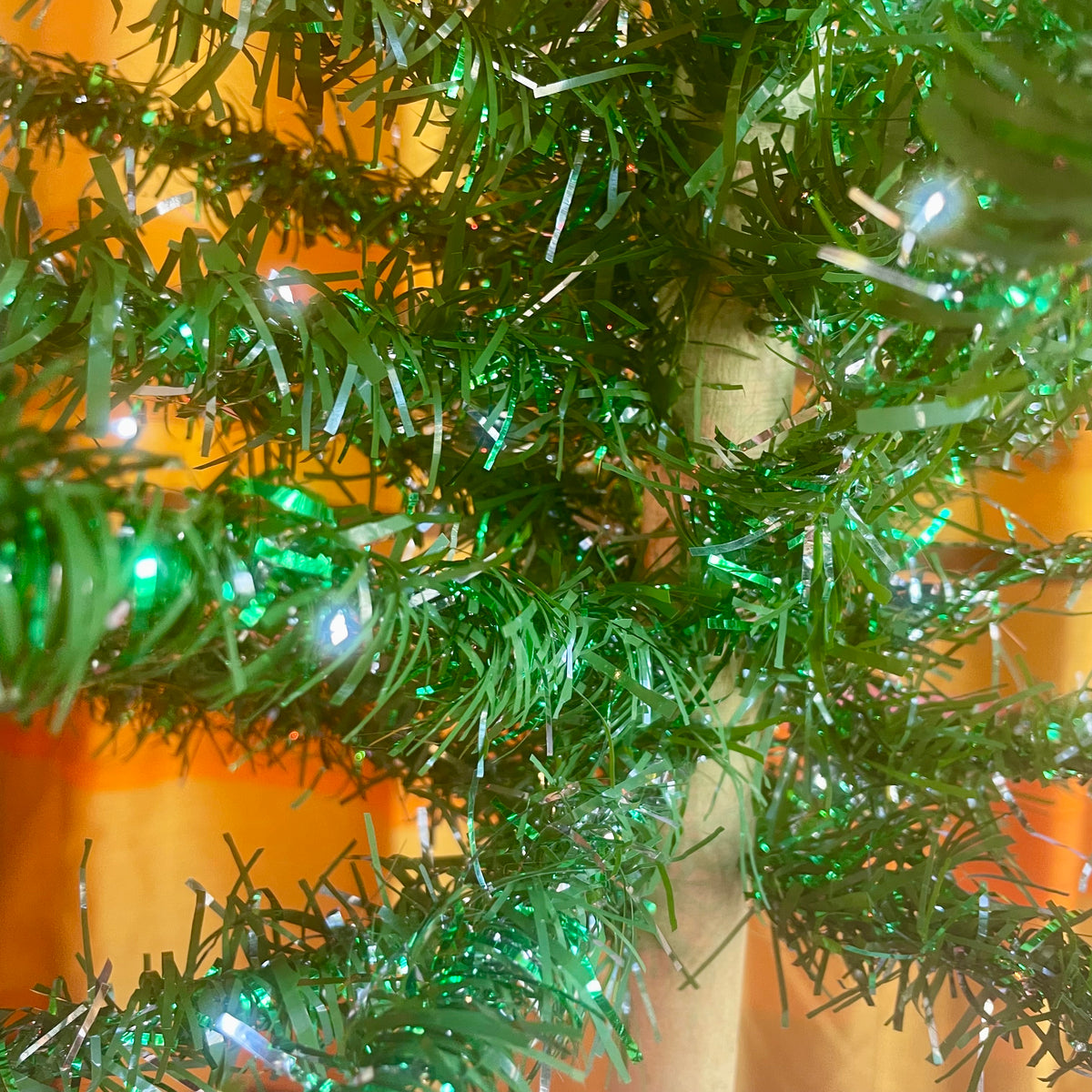 Authentic MCM vintage Christmas tree with original box / vintage artificial green tinsel tree