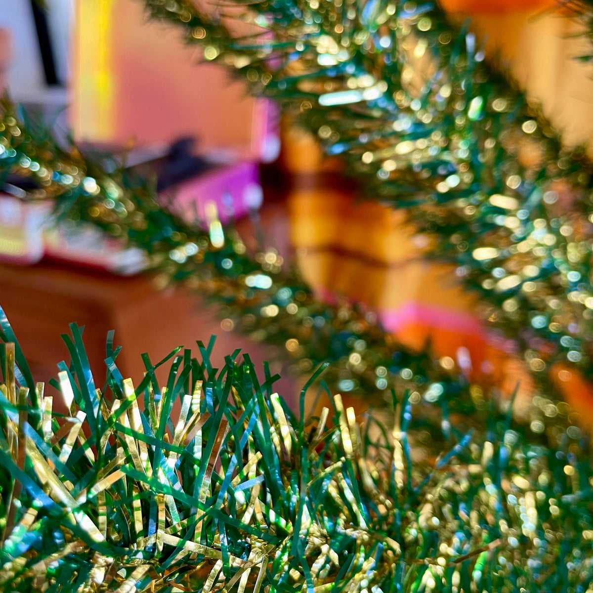 Goldie Locks -  vintage gold and green midcentury modern Christmas tree / vintage tinsel tree