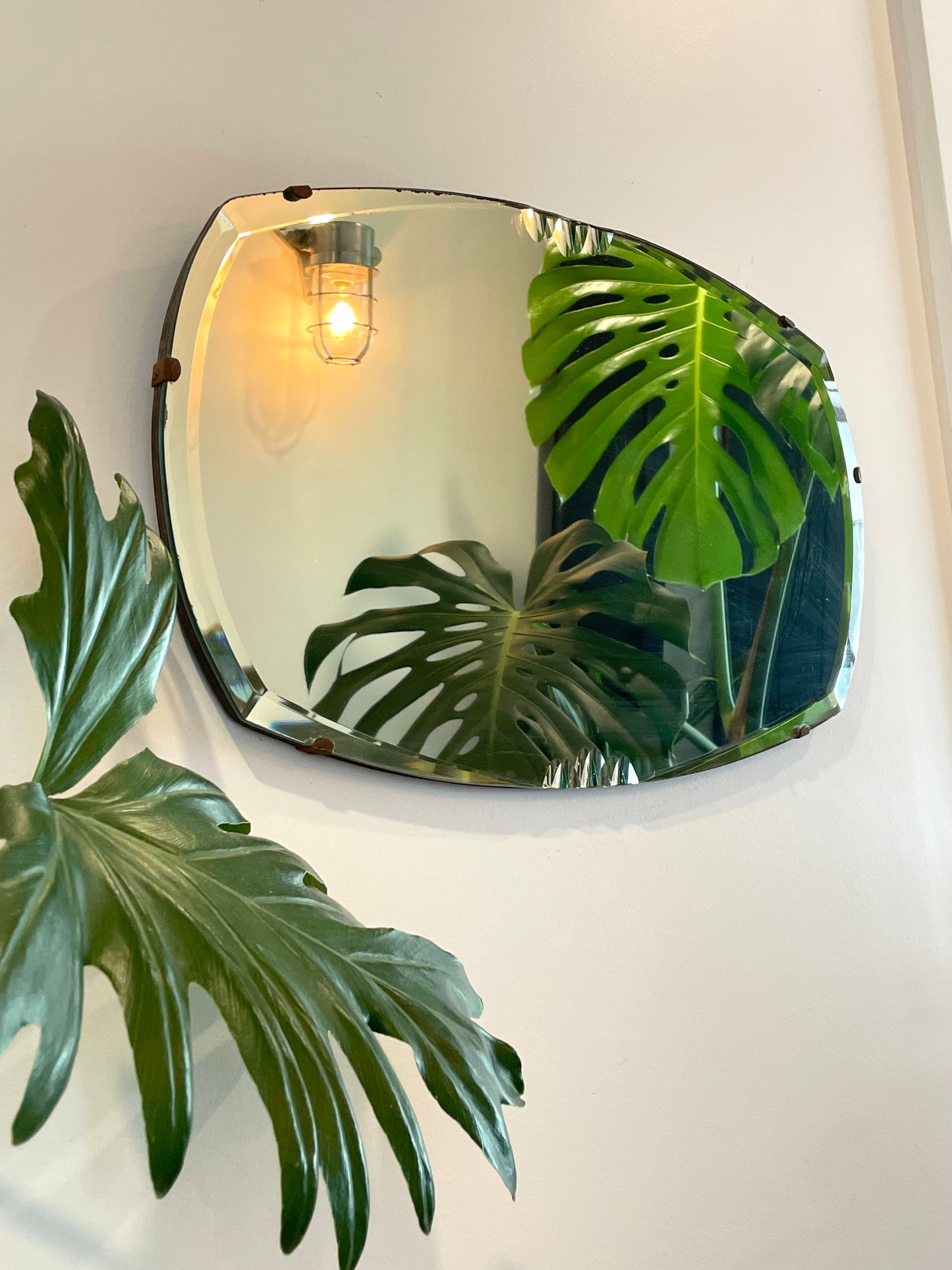 Vintage frameless mirror with beveled edges - antique 1930’s mirror