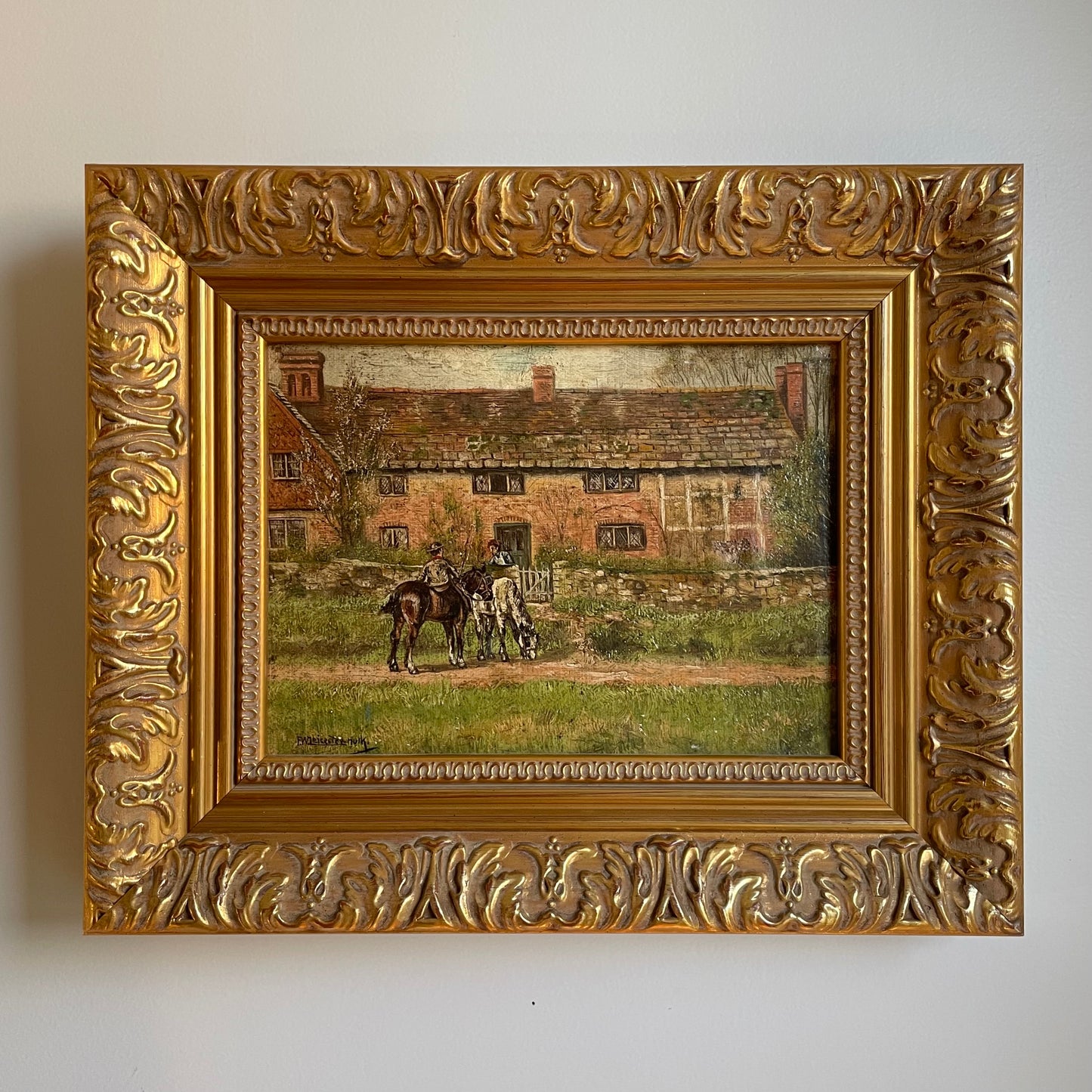 19th century oil painting of English countryside - signed Frederick William Leicester Hulk original artwork