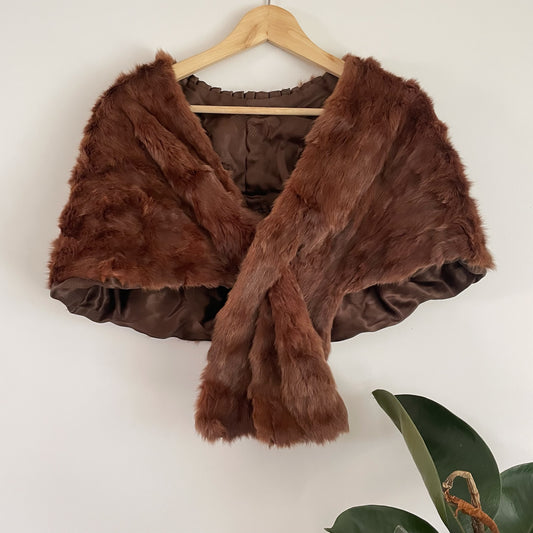 Auburn fur stole - real fur antique shrug wrap bolero for winter wedding