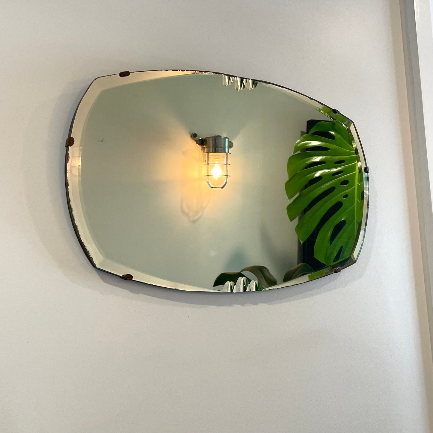 Vintage frameless mirror with beveled edges - antique 1930’s mirror