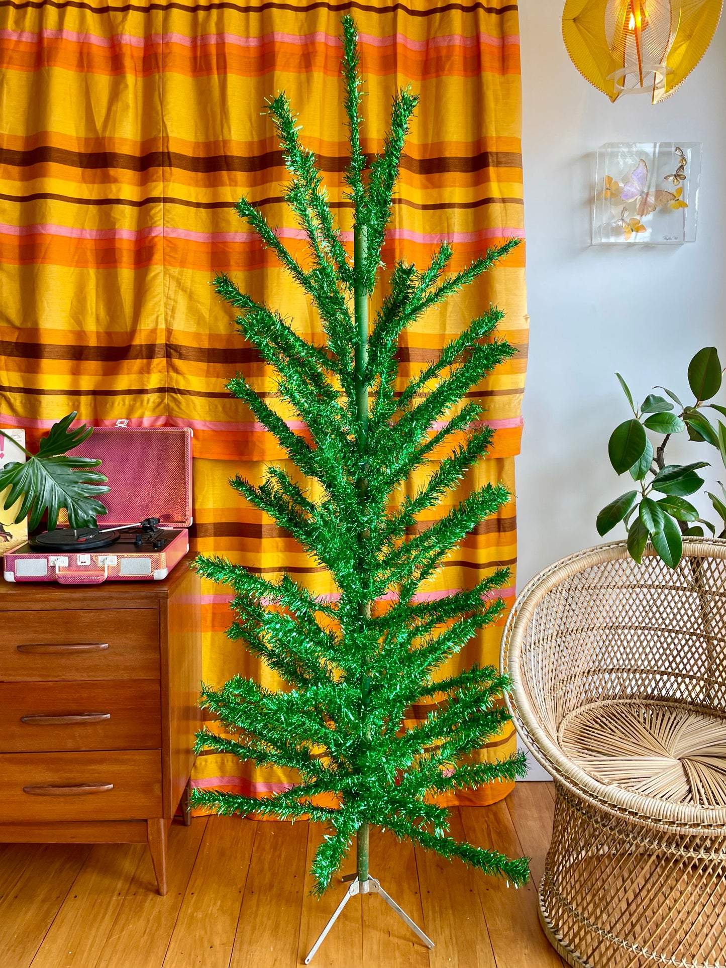 Candy Apple - 6 foot Shiny green vintage Christmas tree - midcentury modern aluminum Xmas tree