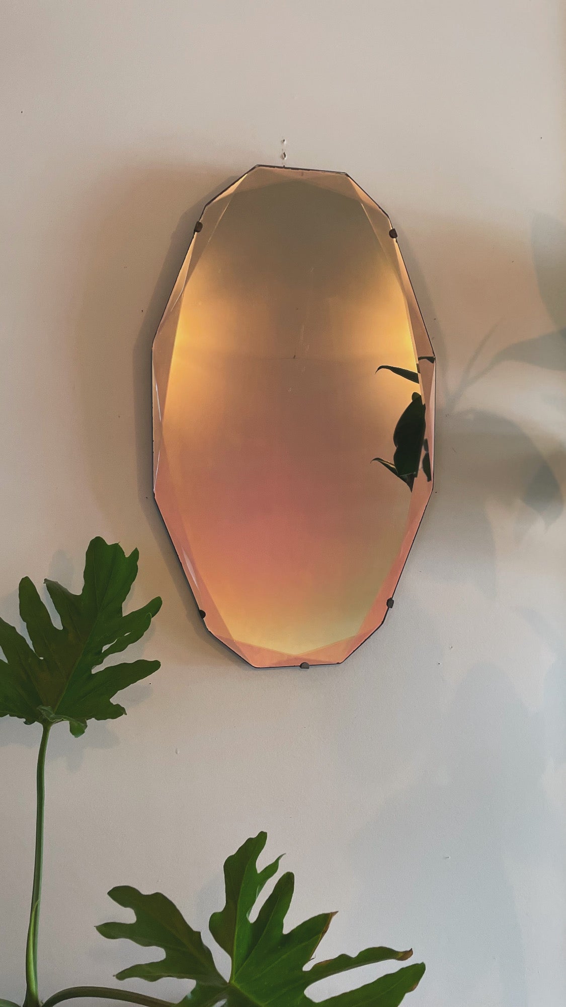 12 sided Art deco mirror with diamond faceted beveled edges