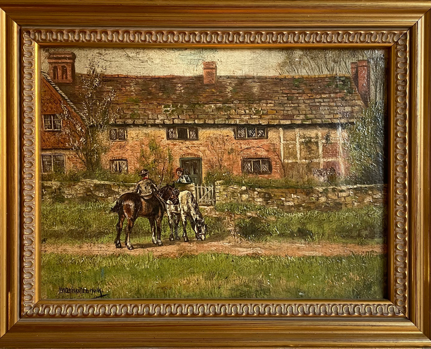 19th century oil painting of English countryside - signed Frederick William Leicester Hulk original artwork