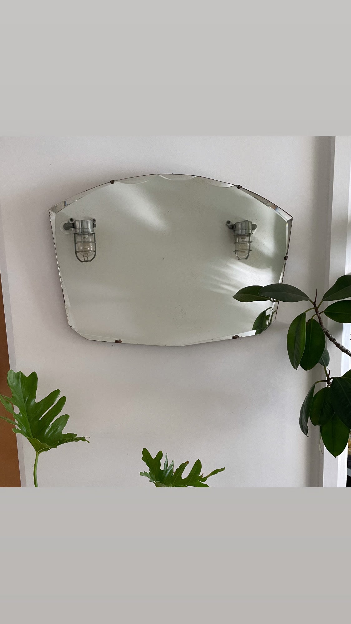 1930s antique art deco frameless mirror
