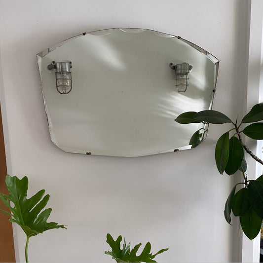 1930s antique art deco frameless mirror