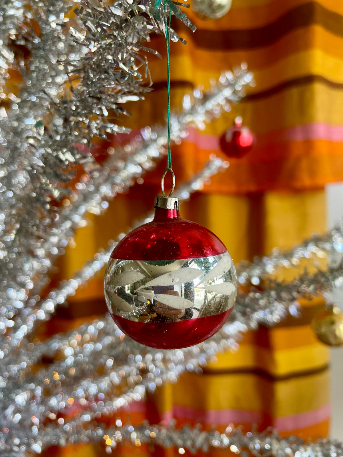 1960s Midcentury Modern metallic silver Christmas tree - 4 foot