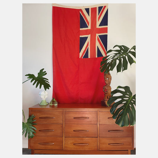 Vintage British Ensign Naval Flag - Red Union Jack wool flag - Nautical
