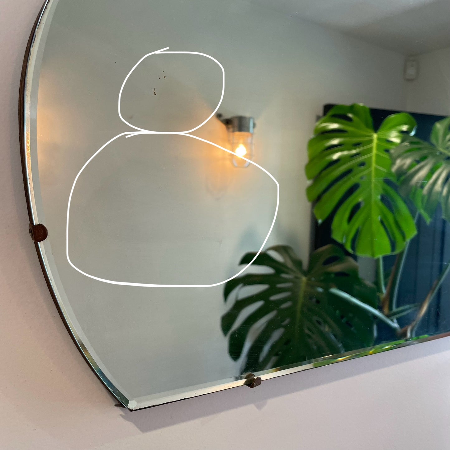 Raincloud mirror - Art Deco mirror with scalloped beveled edges and cloud shape
