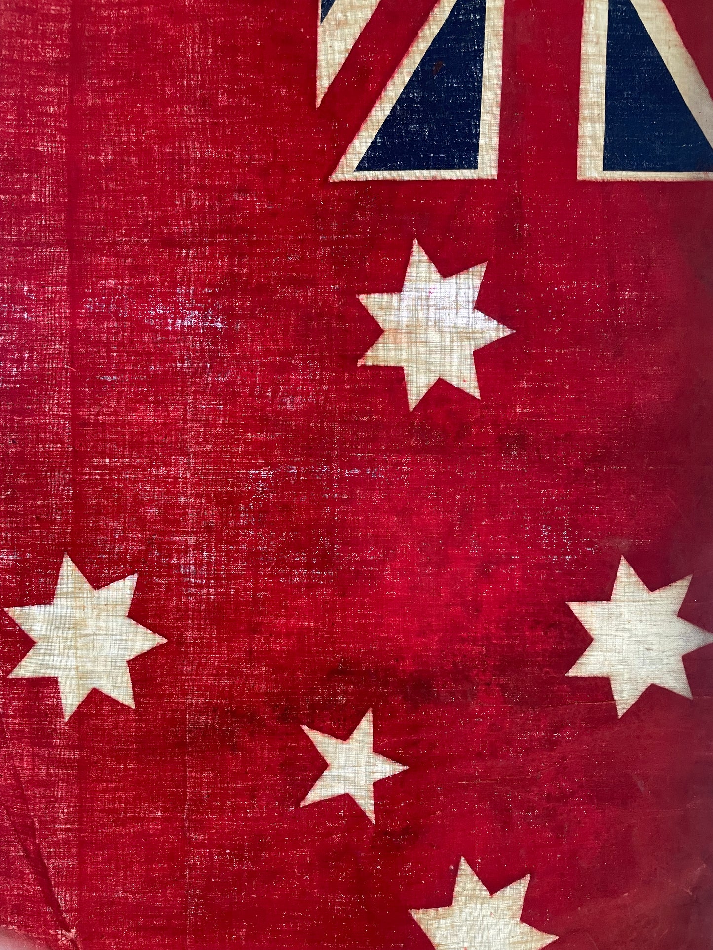 Antique painted parade flag - Australian Red Ensign Flag - vintage parade flag on pole