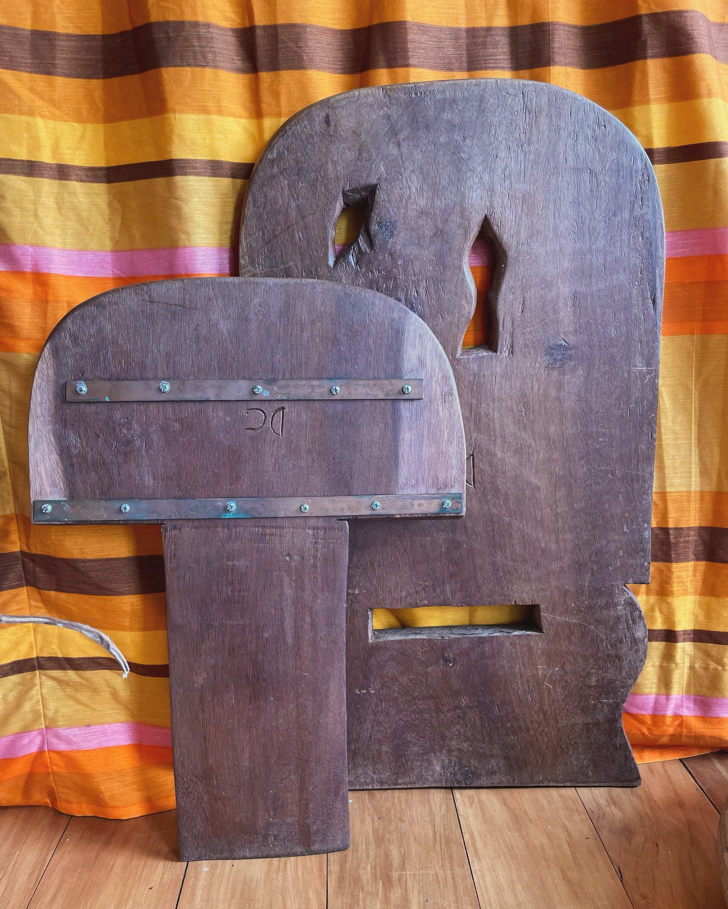 Vintage miniature wooden chair from Africa - traditional hand-carved birthing chair