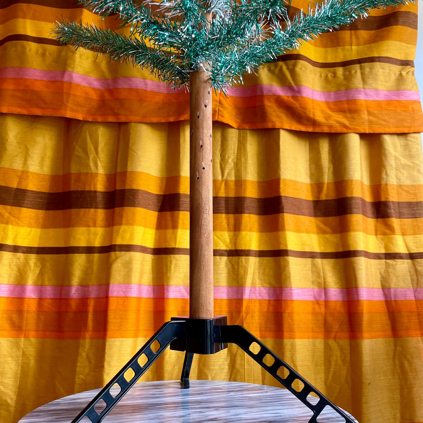 Ziegfeld Showgirl - Vintage 4 foot silver and turquoises Christmas tree - retro two toned tinsel aluminum xmas tree