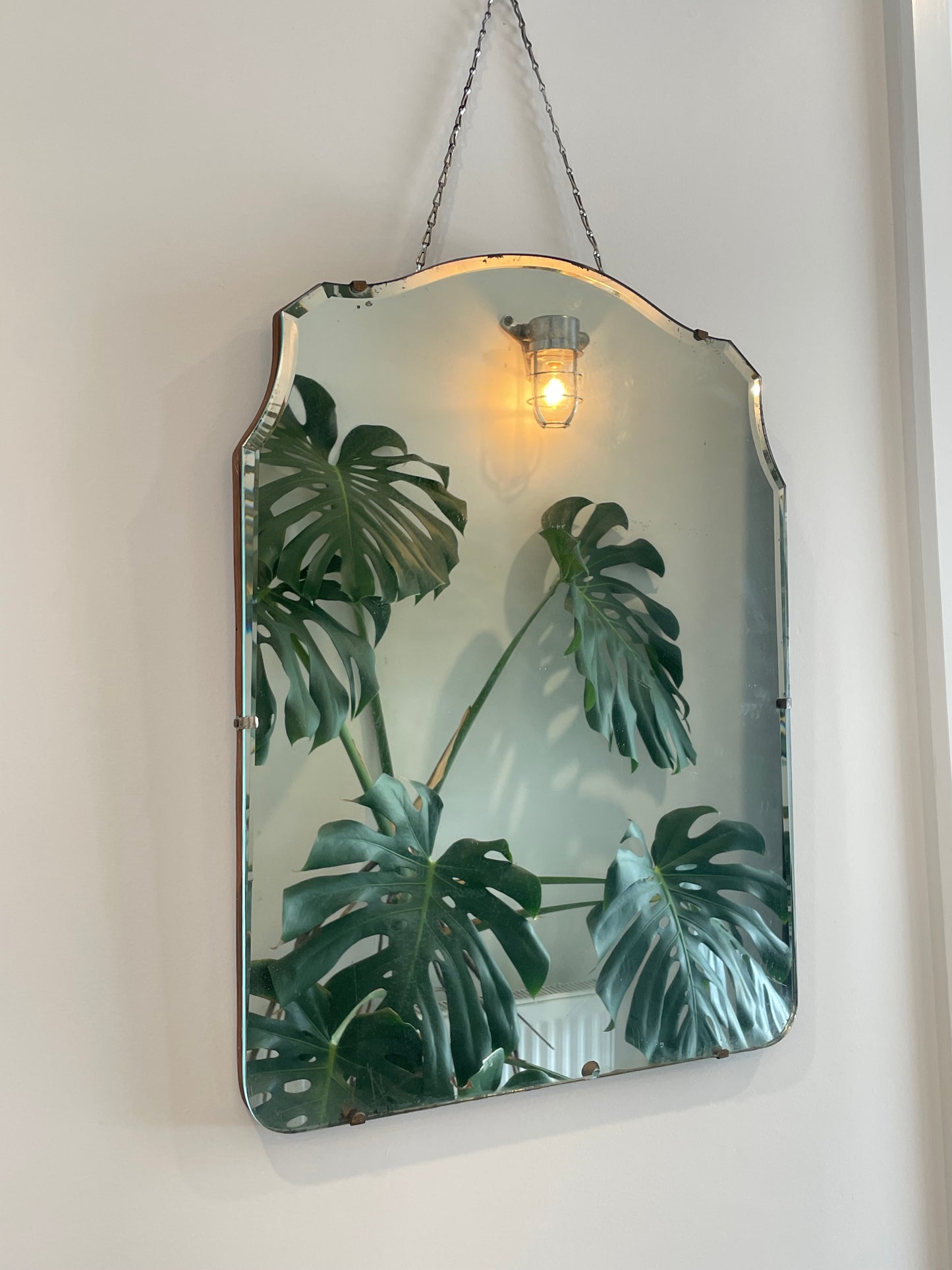 Arched art deco mirror with beveled edges