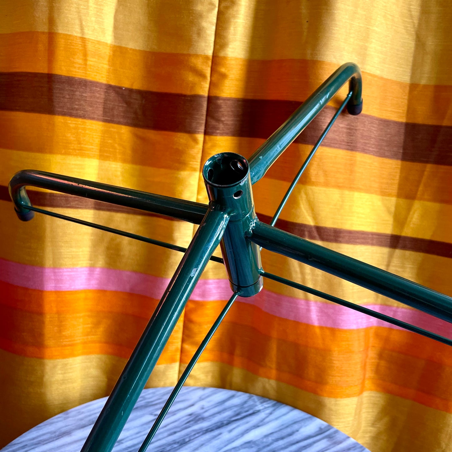 Vintage metal Christmas Tree Stand / green collapsible Xmas tree stand