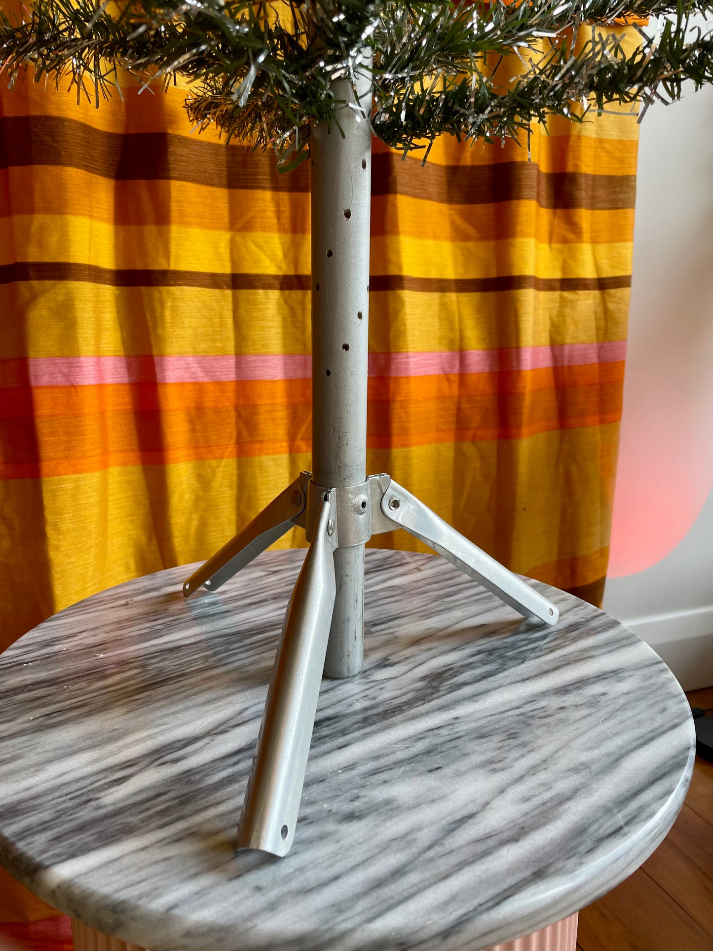 Vintage 4 foot Vintage silver and green Christmas tree - retro tinsel / Astralite xmas tree