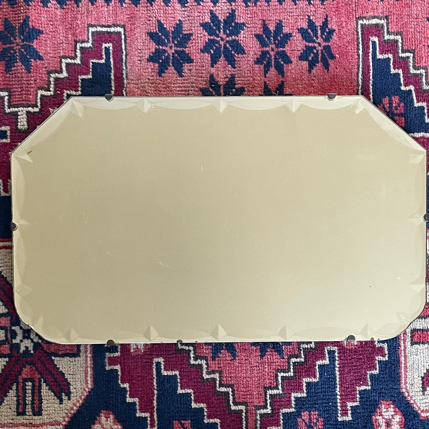 Antique mirror with marquis diamond beveled edges