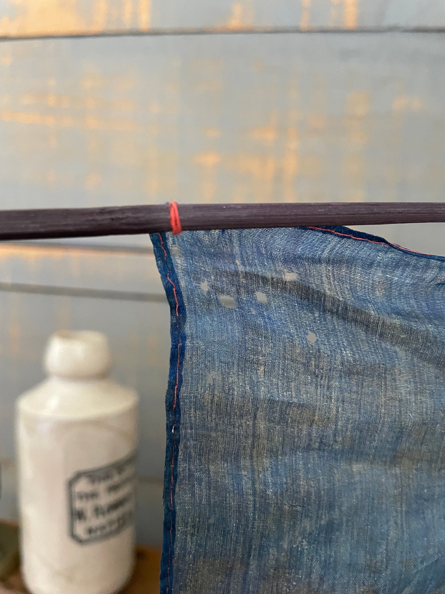 Antique silk parade flag of New Zealand, small ceremonial waving flag on stick