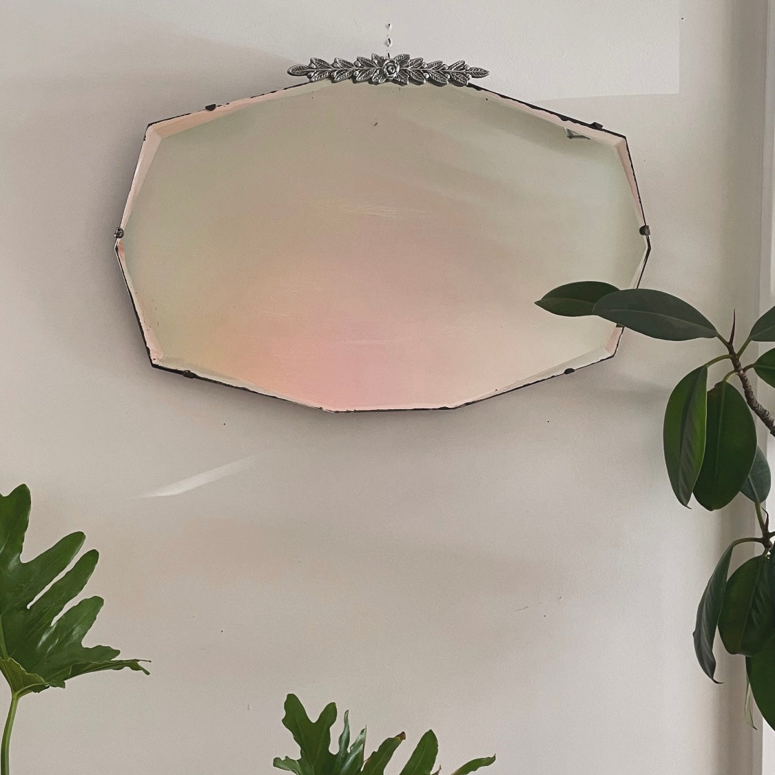 Briar Rose - Art Deco mirror with decorative rose crown metal topper