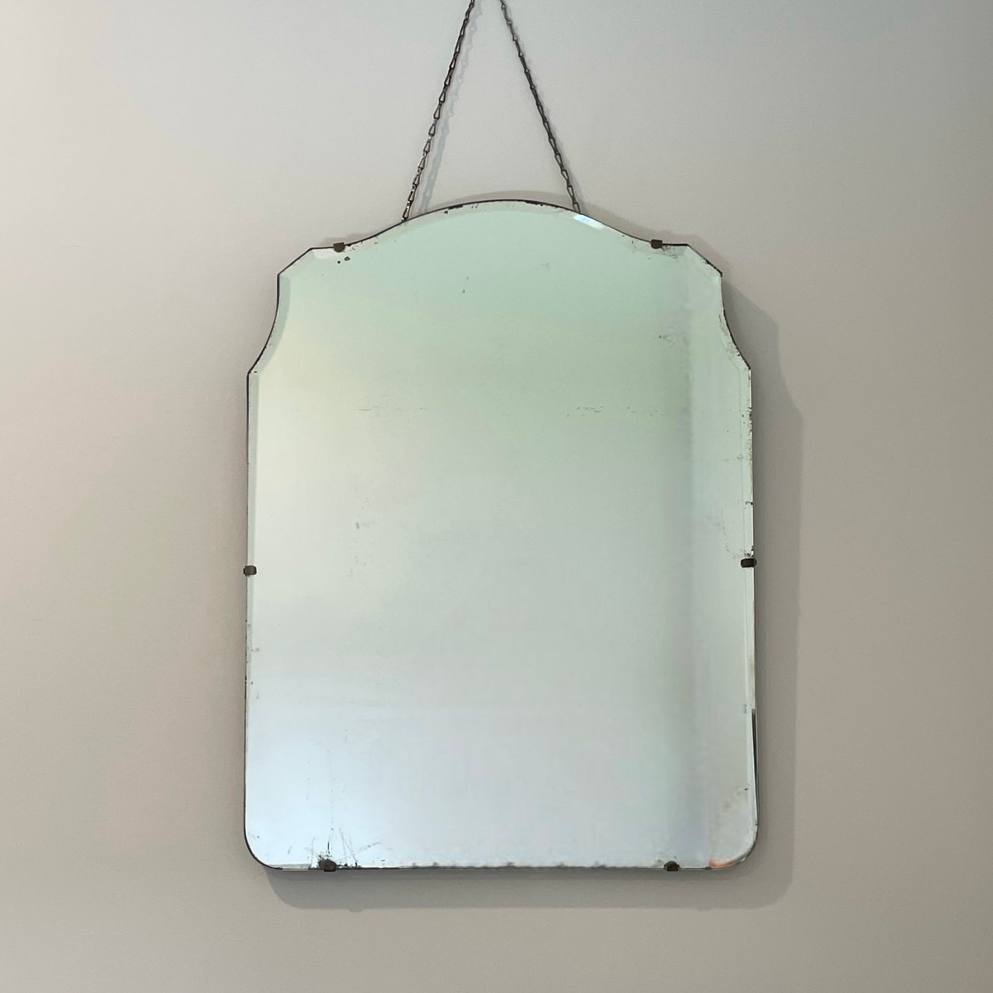 Arched art deco mirror with beveled edges