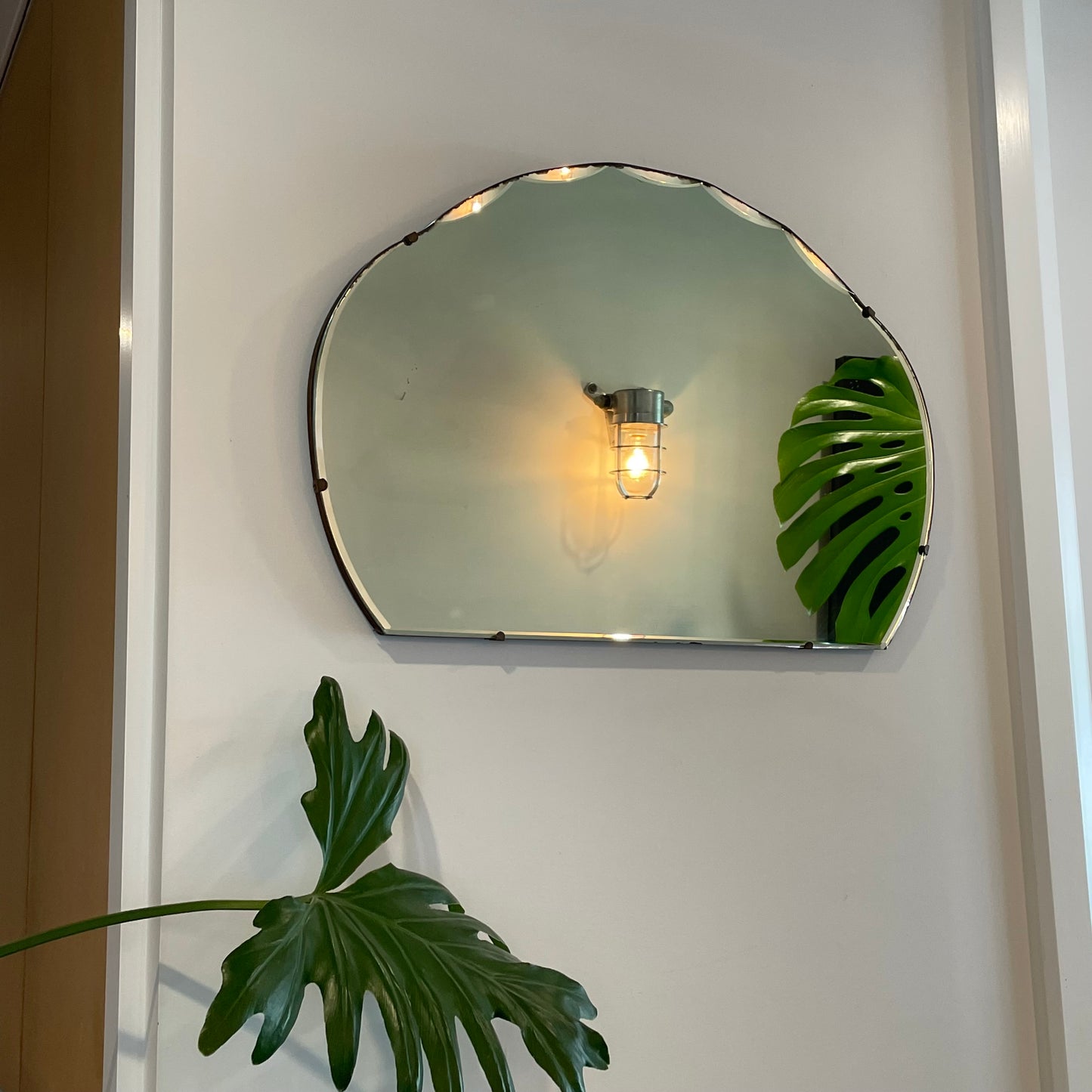 Raincloud mirror - Art Deco mirror with scalloped beveled edges and cloud shape