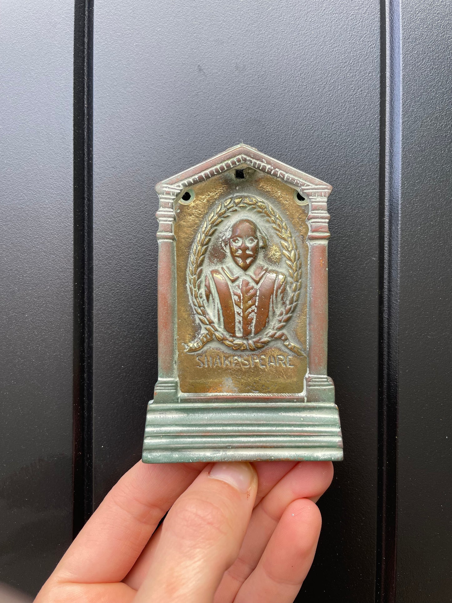 Vintage brass Shakespeare door knocker
