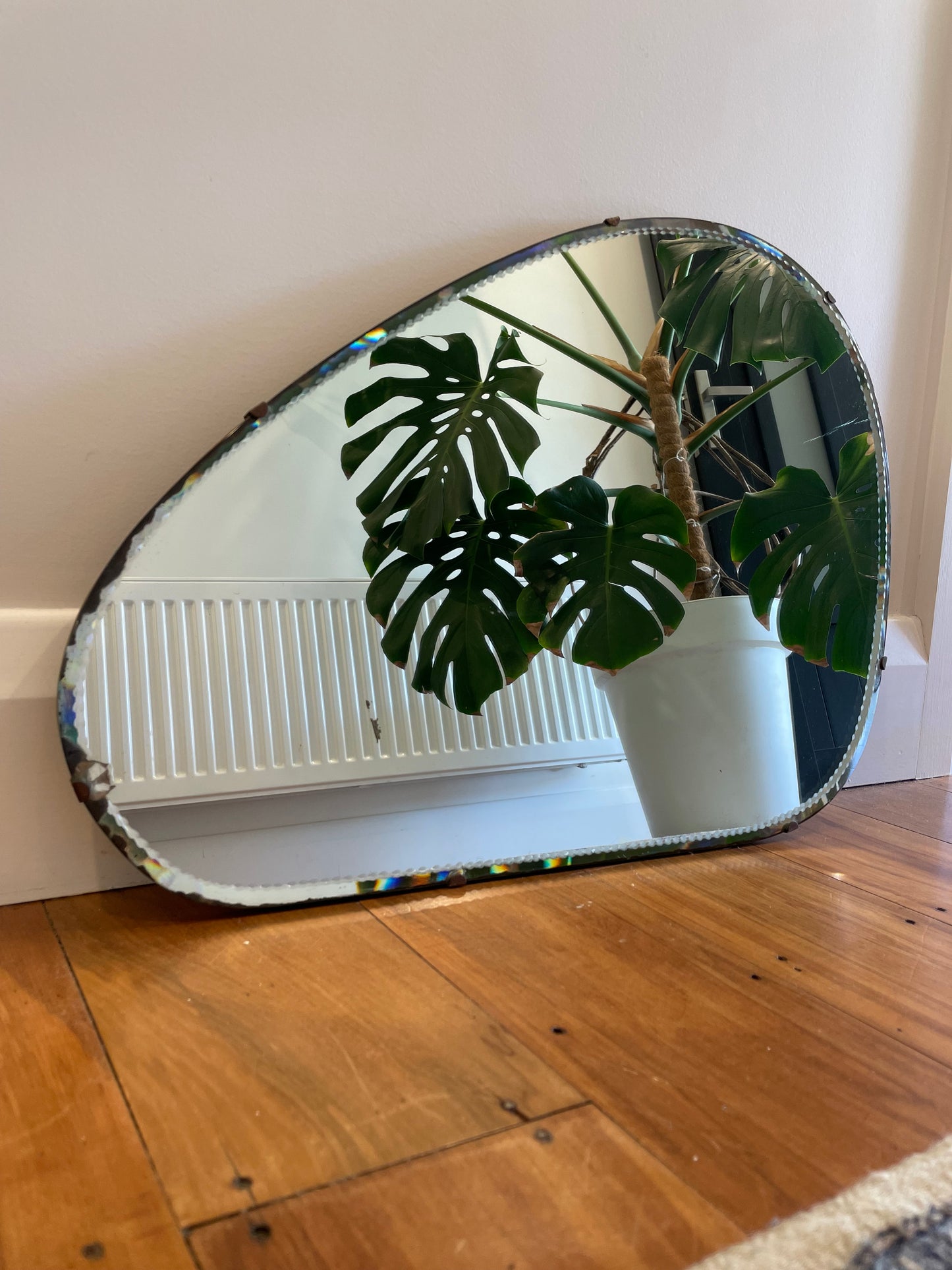 Vintage asymmetrical mirror - irregular shaped antique mirror
