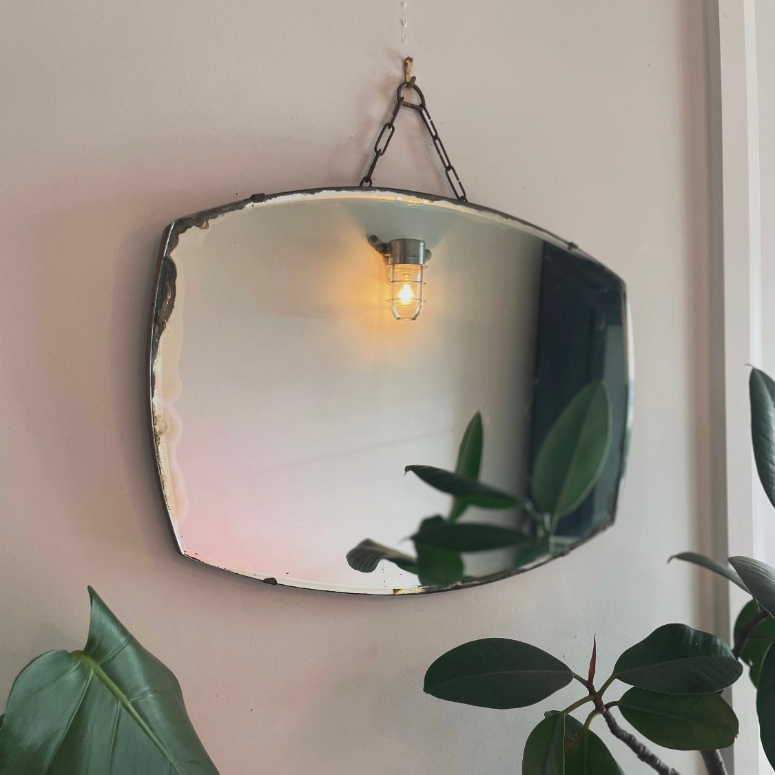 Retro mirror with beveled edges - vintage bathroom vanity mirror