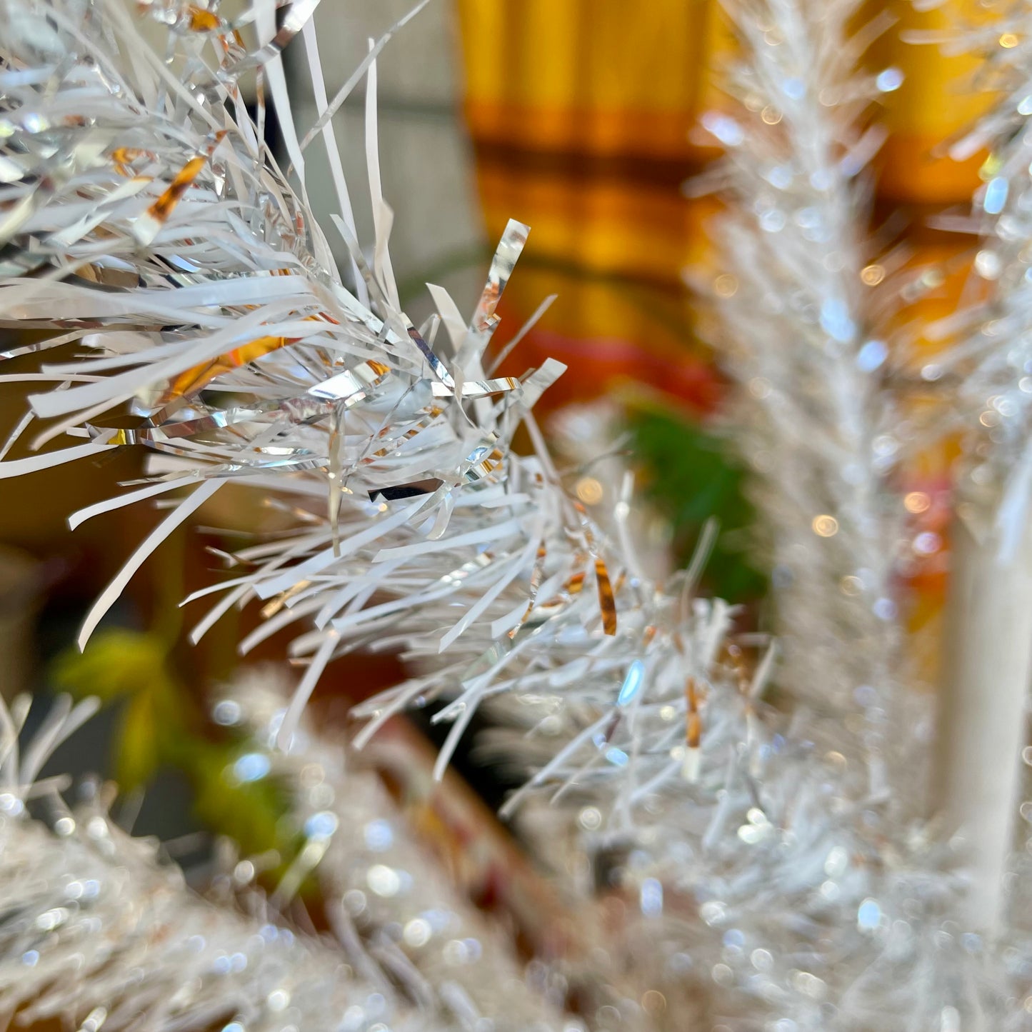 Swan Lake - feathery silver and white vintage 4 foot Christmas tree - midcentury modern tinsel xmas tree