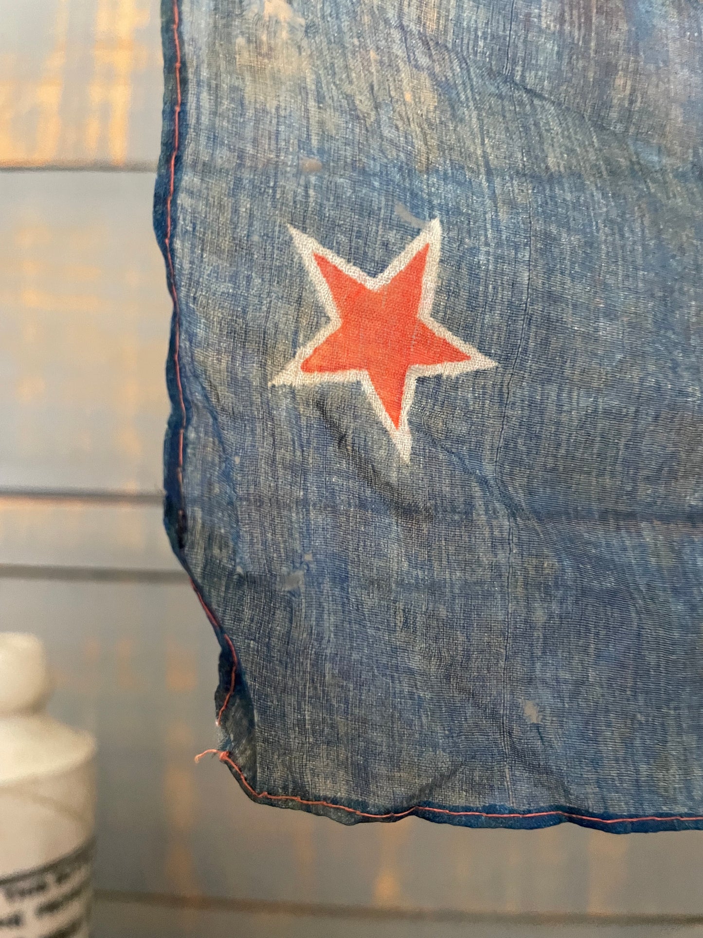 Antique silk parade flag of New Zealand, small ceremonial waving flag on stick