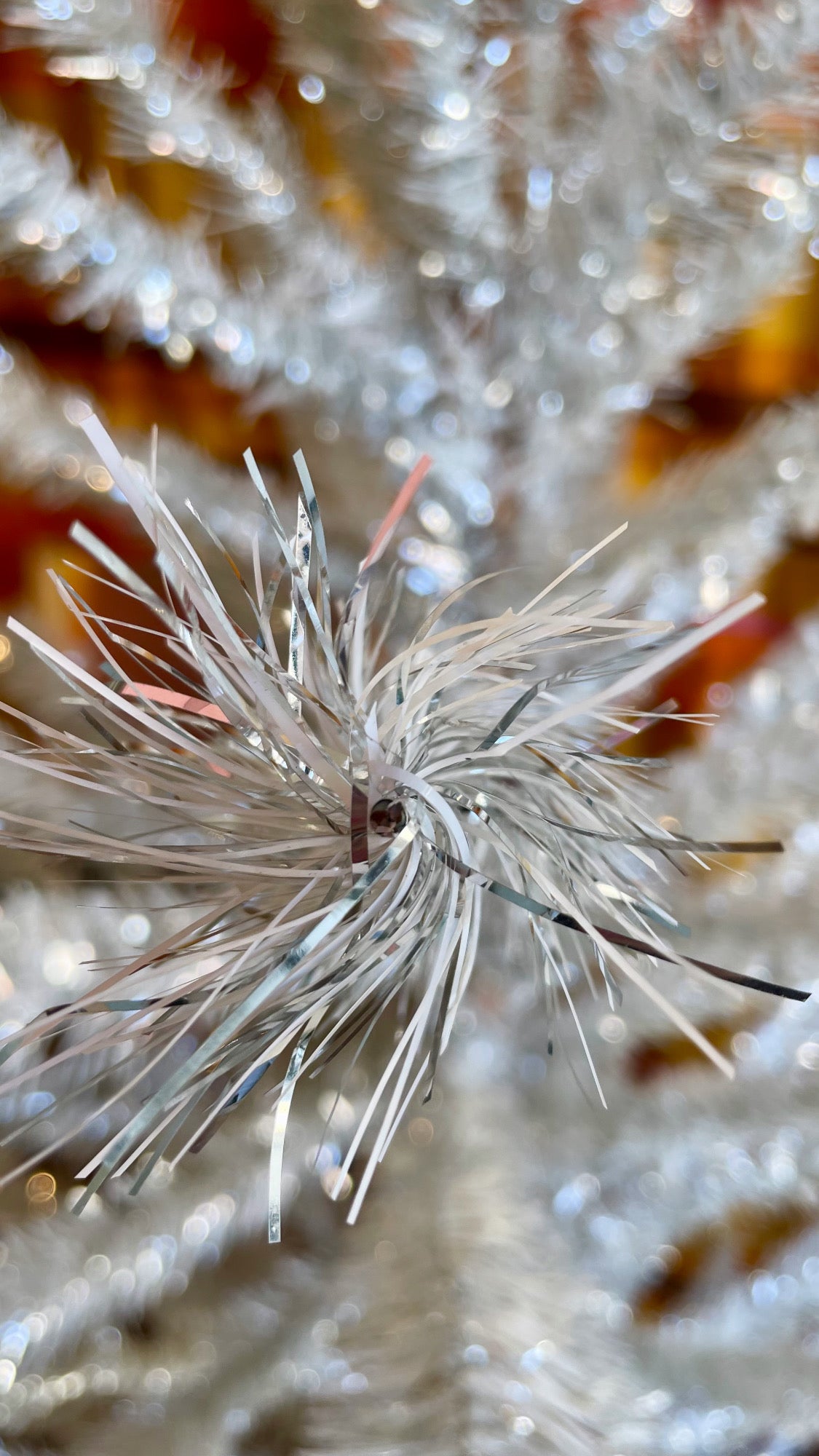 Fairy light tree - 7 foot Vintage silver & white sparkly Christmas tree - midcentury modern aluminum xmas tree