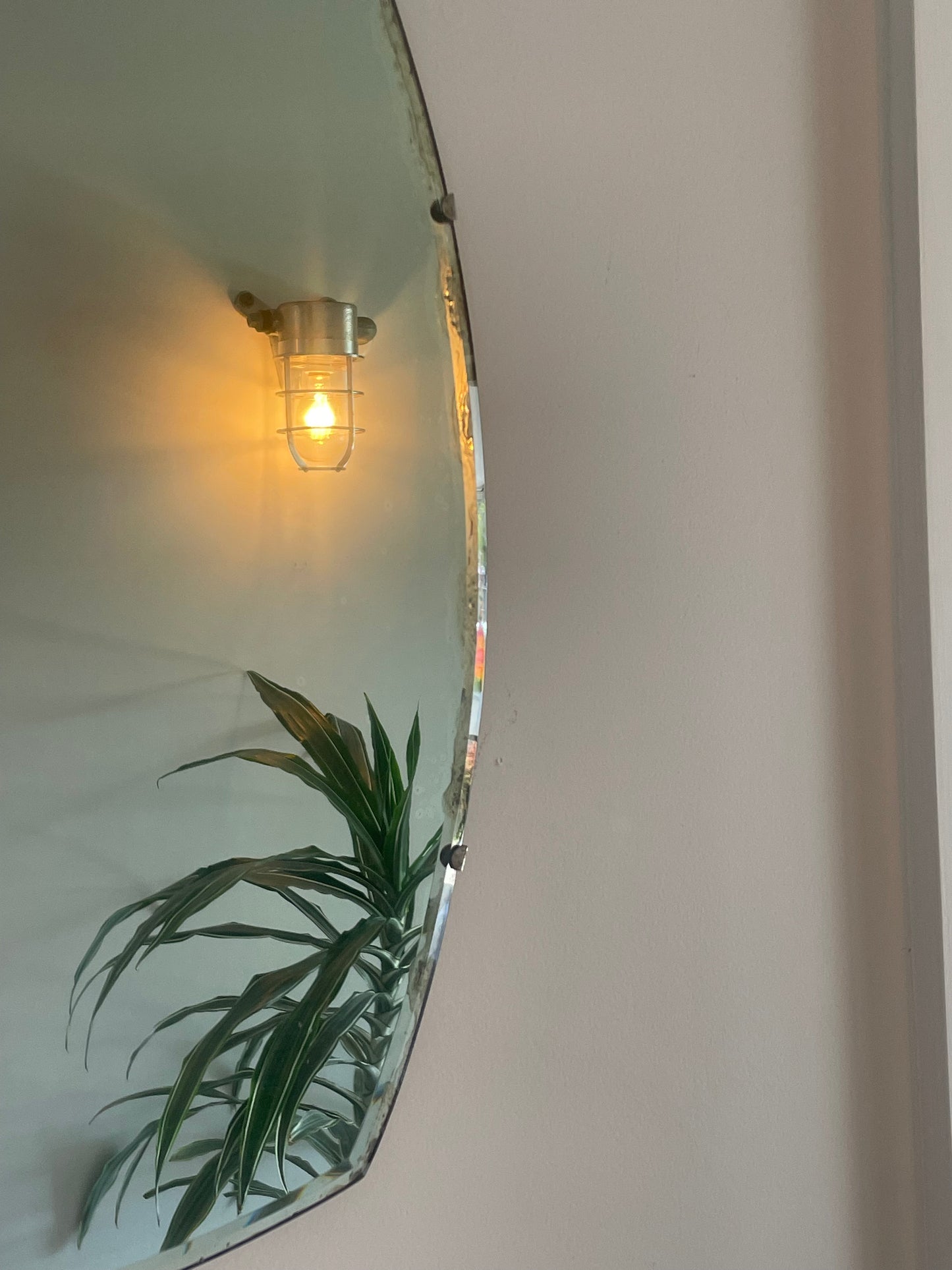 Antique beveled mirror - frameless oval mirror