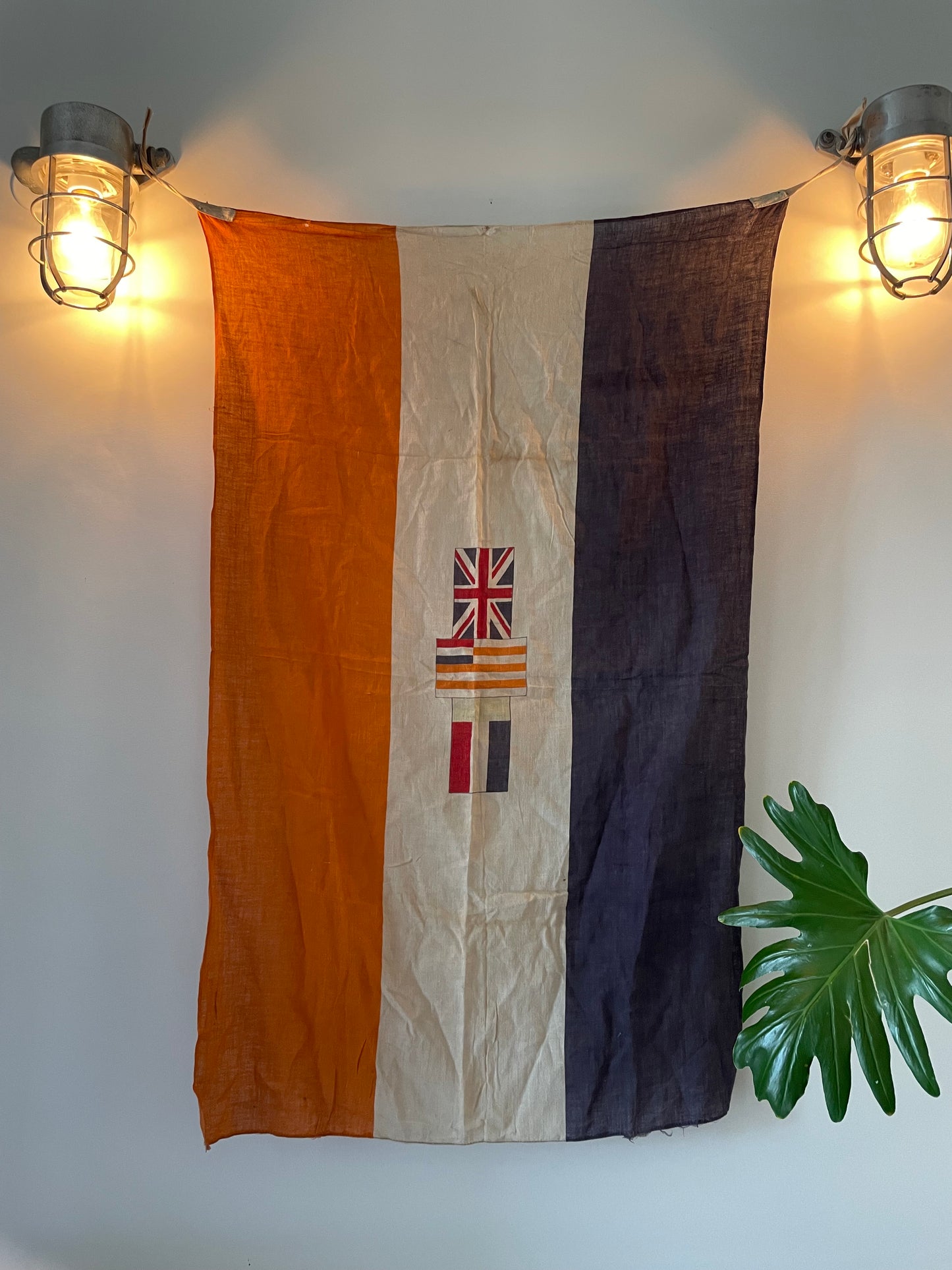 Vintage South African flag - antique printed cotton flag