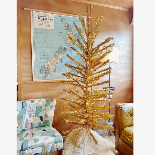 Rare 7’ Gold midcentury modern Christmas Tree