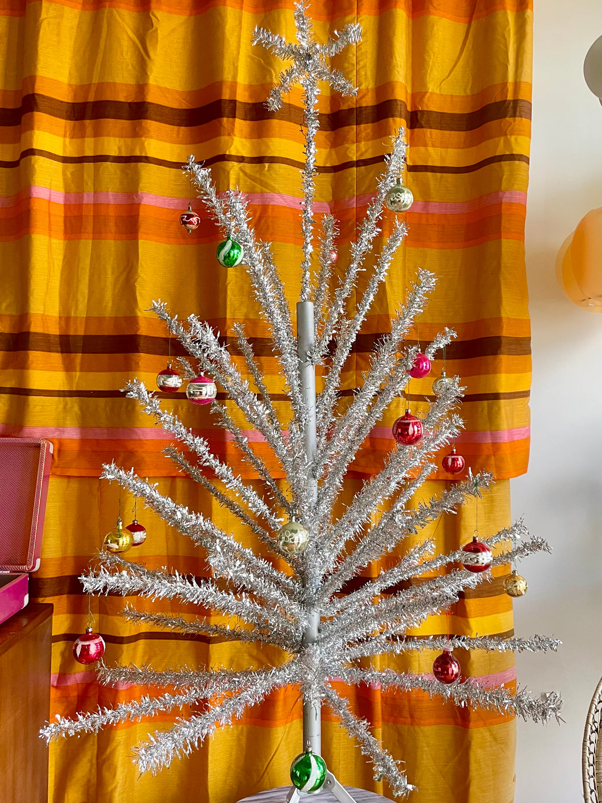 1960s Midcentury Modern metallic silver Christmas tree - 4 foot